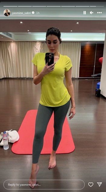 شاهد .. بصورة من الصالة الرياضية..ياسمين صبري تبهر الجمهور بأنوثتها ورشاقة جسمها