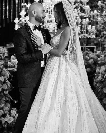 شاهد .. الصور الأولى من زفاف مساري على حبيبته سحر غوليستاني.. وفستانها يخطف الأنظار