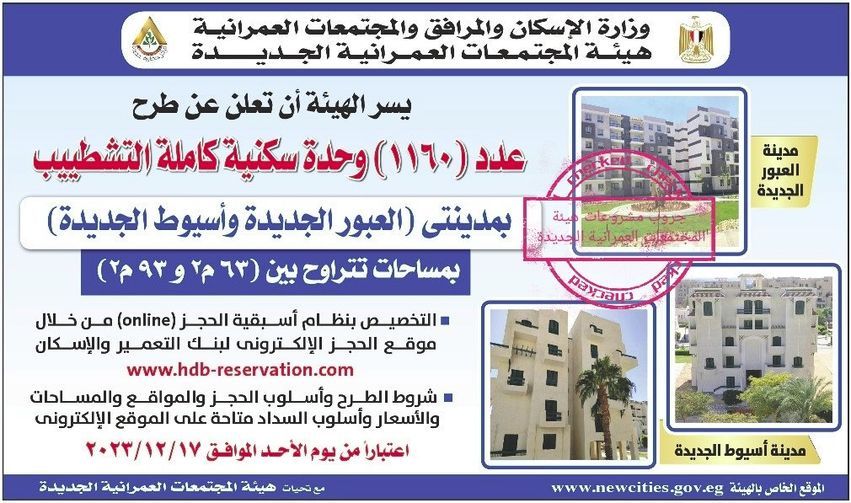 تفاصيل وأسعار الطرح الجديد من شقق الإسكان.. جاهزة على التسليم