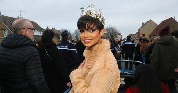 شاهد .. بالصور - حشود شعبية تستقبل ملكة جمال فرنسا وهذا ما كشفته عن الأنوثة والجمال