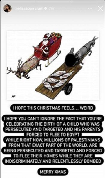 شاهد .. ميليسا برايرا: "أتمنى ألا تتجاهلوا الفلســ طينيين في عيد الميلاد .. هذا نفس ما مر به المسيح "