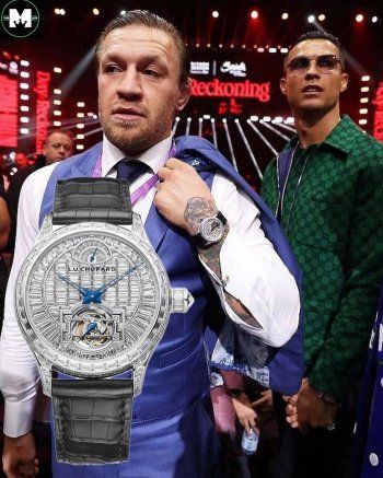 شاهد .. سعر خيالي جداً لساعة كريستيانو رونالدو و كونور ماكغريغور خلال حضورهما مباراة ملاكمة في الرياض