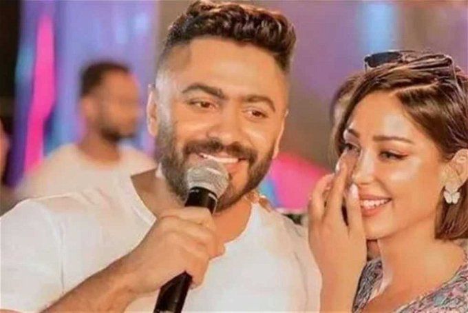 تامر حسني وبسمة بوسيل يحتفلوا بالعام الجديد بالجلاليب.. يا تري رجعوا لبعض تاني