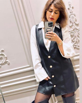 شاهد .. بالجلد الأسود..منة فضالي تستعرض أنوثتها بلوك مميز