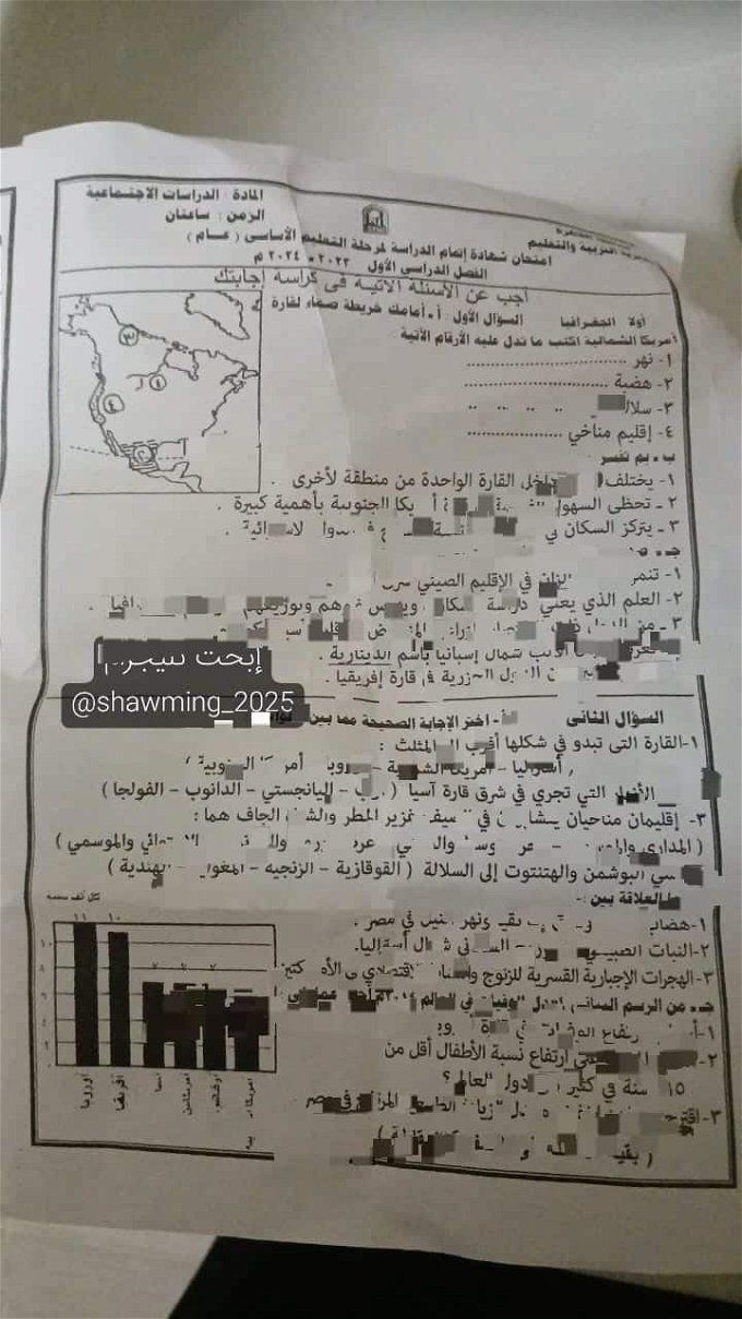 أخبار مصر | بالصور .. تسريب امتحان الدراسات الشهادة الإعدادية 2024