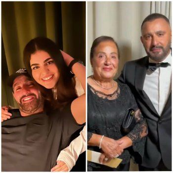 شاهد .. بالصور- أحمد السقا يحتفل بعيد ميلاد والدته وابنته