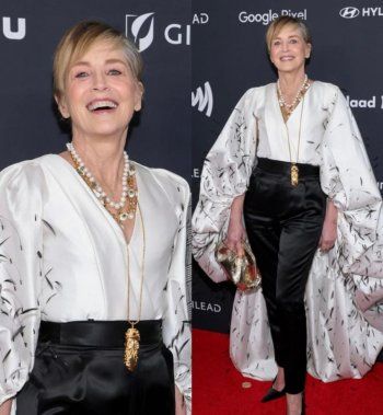 شاهد .. شارون ستون تتألق بإطلالة عصرية أنيقة