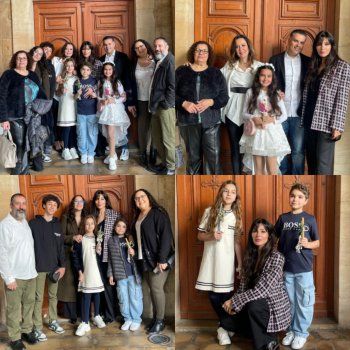 شاهد .. جيوفاني وهيفين يسرقان الأضواء من والدتهما نادين نسيب نجيم في أحد الشعانين-بالصور