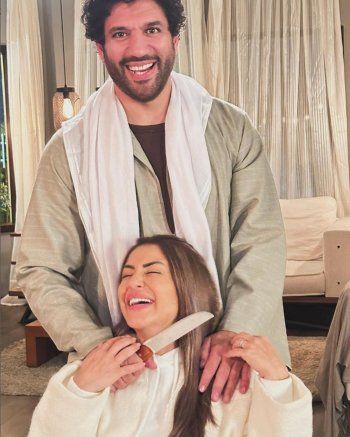 شاهد .. بالصورة- منة فضالي تشكر فريق عمل مسلسل "محارب" بعد الإنتهاء من التصوير.. و هذا ما قالته لـ حسن الرداد