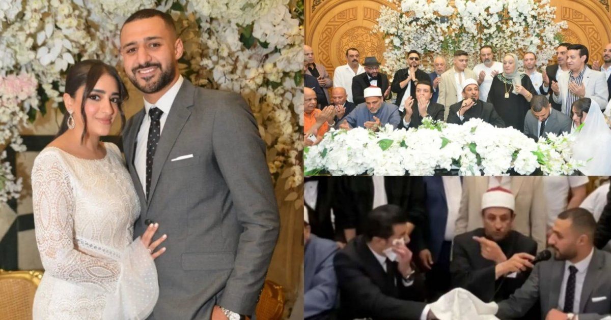 شاهد .. إبنة مصطفى كامل تتألق بفستان ناعم في عقدر قرانها وهذا سعره