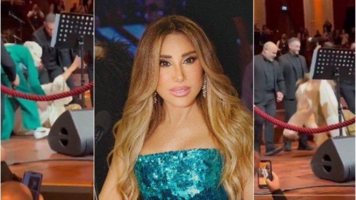 بالفيديو.. اتفرج سقوط مفاجئ لنجوى كرم على المسرح يصدم الجمهور