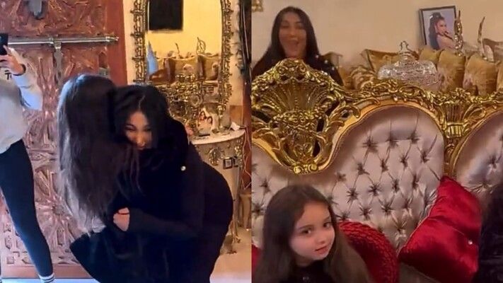 شاهد .. فيديو مؤثر لـ لحظة لقاء دنيا بطمة بابنتيها غزل وليلي بعد خروجها من السجن