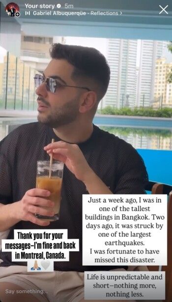 شاهد .. بعد وجوده في بانكوك ووقوع الزلزال.. موري حاتم يوجه هذه الرسالة