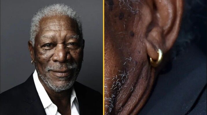 شاهد .. أقراط مورغان فريمان ليست للزينة فقط ولها غاية غريبة