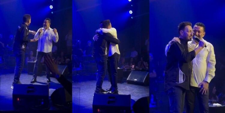 شاهد .. أحمد زاهر يفاجئ زياد برجي على المسرح خلال احياء الأخير حفله