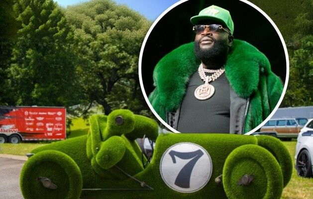 شاهد .. شكلها غريب جداً.. ريك روس يستعرض سيارتها المصنوعة من العشب