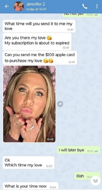 شاهد .. رجل بريطاني ضحية الذكاء الإصطناعي.. صدّق أنه يساعد جينيفر أنيستون مادياً