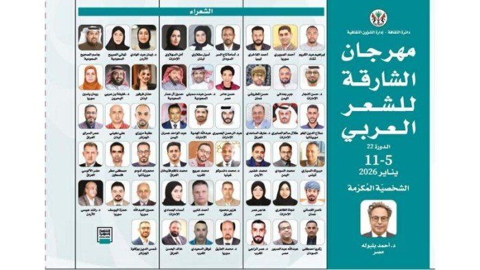 شاهد .. انطلاق فعاليات الدورة الـ 22 لمهرجان الشارقة للشعر العربي