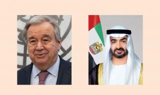رئيس الدولة وأمين عام الأمم المتحدة يبحثان إجراءات منع تدهور الأوضاع الإنسانية في غزة