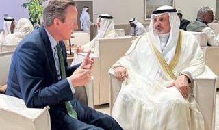 ممثل الأمير وزير الخارجية يلتقي وزير الخارجية البريطاني على هامش قمة قادة العالم لمؤتمر (COP 28) في دبي